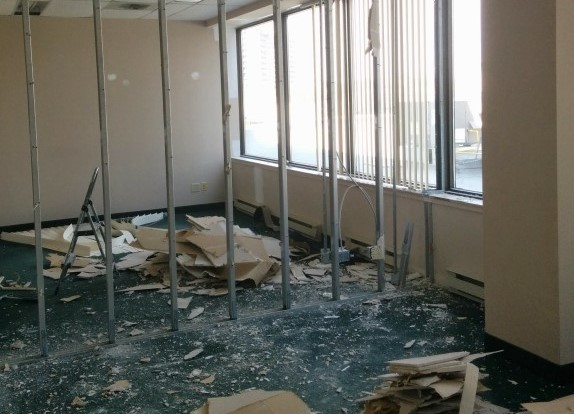 photo of office demolition before renovation 