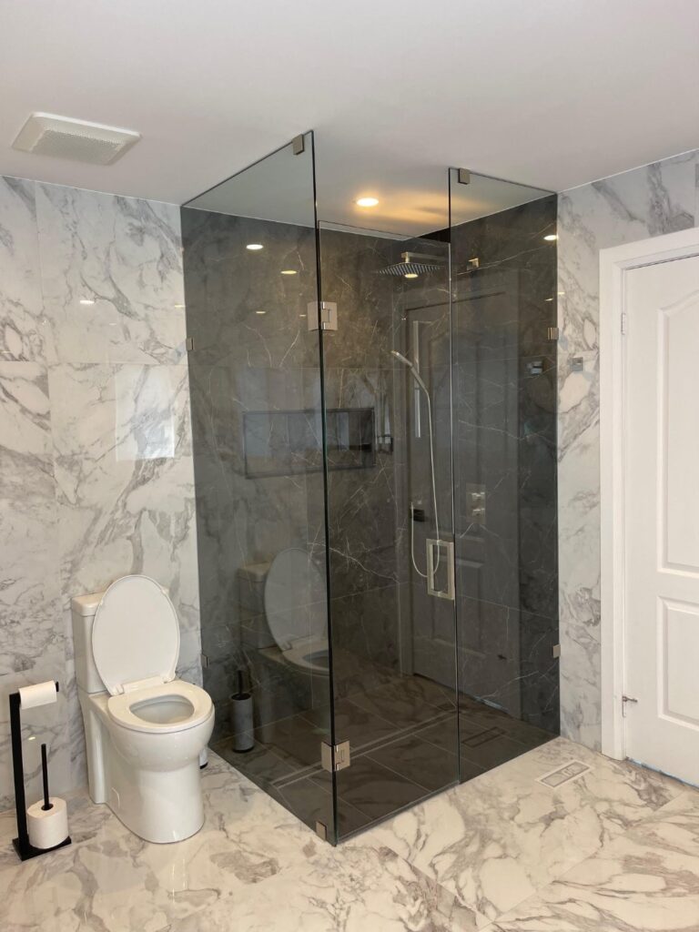 modern darkglass walk-in shower