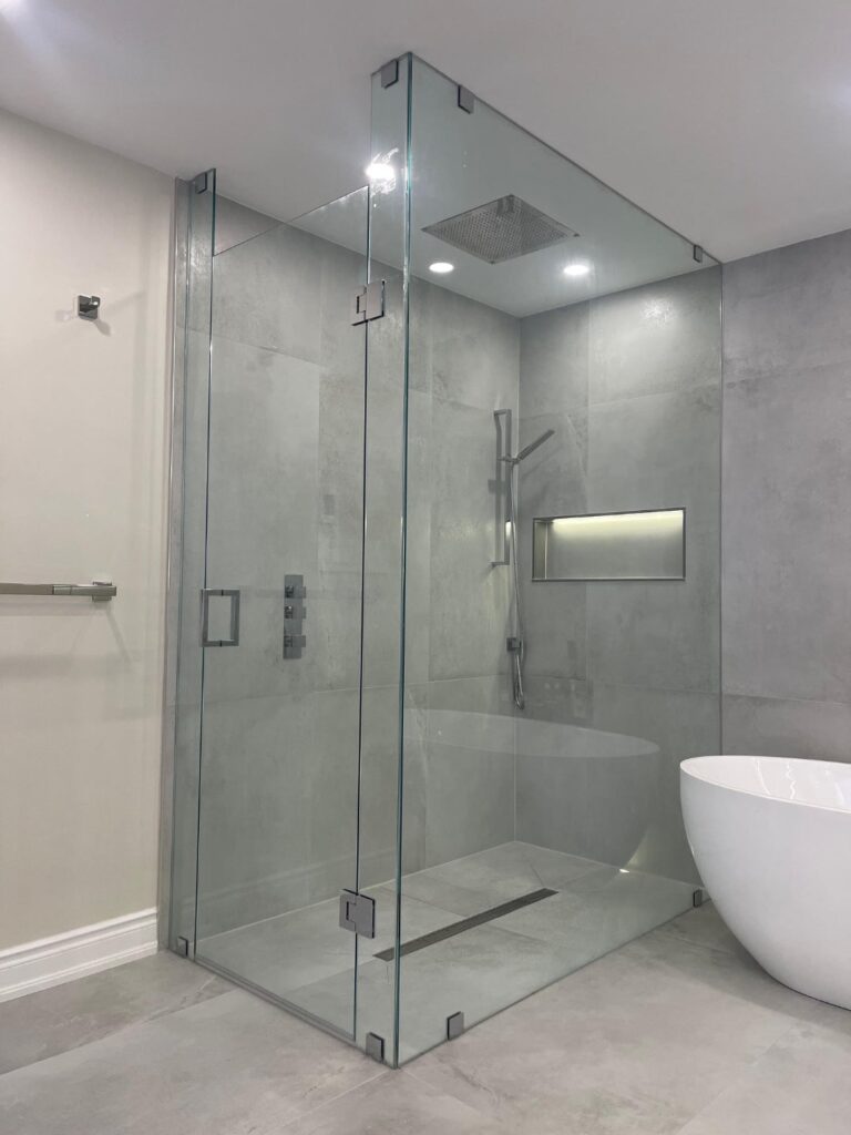 modern glass walk-in shower